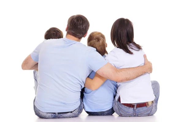Family backs on white — Stock Photo, Image