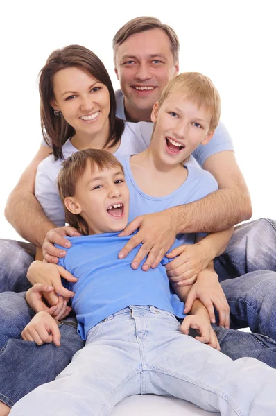白の幸せな家族 — ストック写真