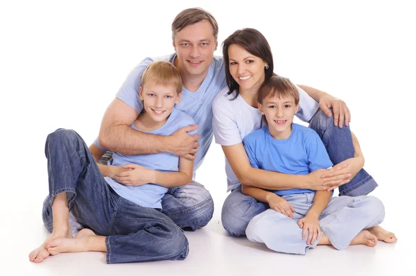 Family in jeans — Stock Photo, Image