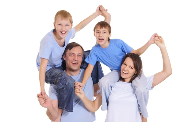 Glada föräldrar och söner — Stockfoto