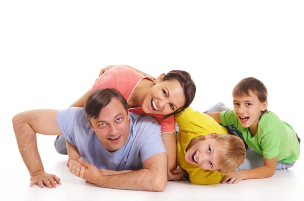 Familj i färgglada kläder — Stockfoto
