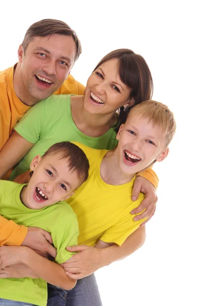 Familia feliz de un cuatro —  Fotos de Stock