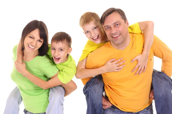 Szczęśliwa rodzina na biały — Zdjęcie stockowe
