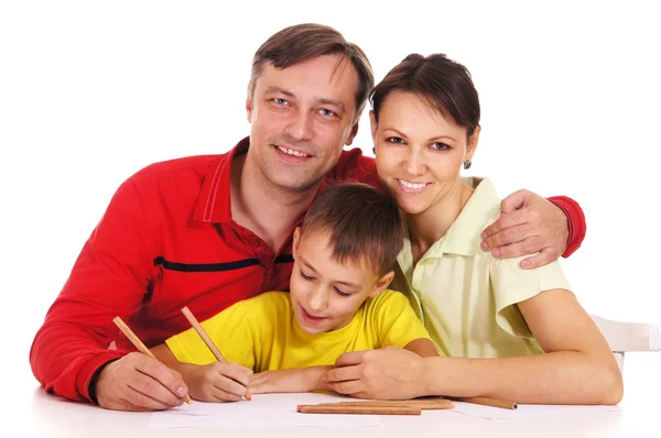Rodiče a dítě, kresba — Stock fotografie