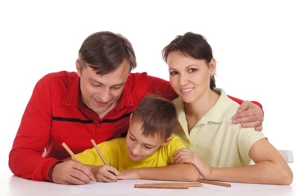 Roztomilý rodinný kresba — Stock fotografie
