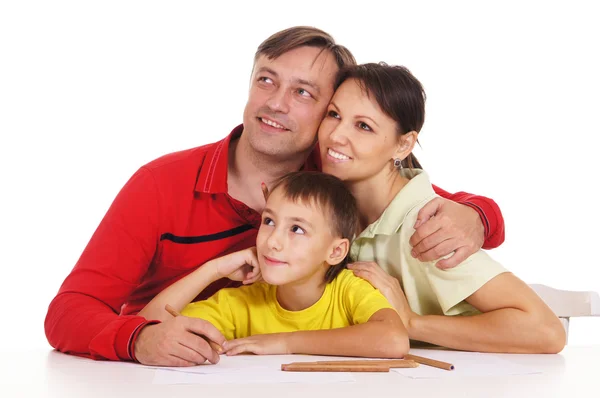 Parents and kid drawing — Stock Photo, Image