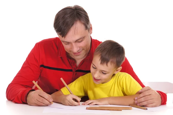 Vater und Sohn zeichnen — Stockfoto