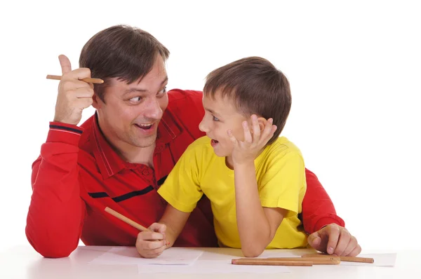 Father and son drawing — Stock Photo, Image