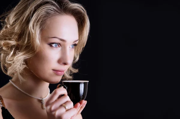 Portrait of a girl with a cup — Stock Photo, Image