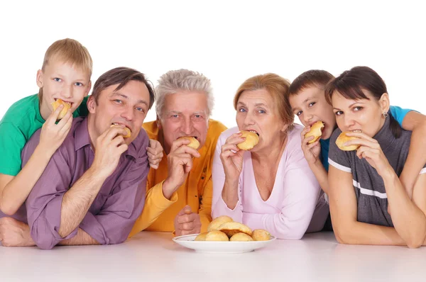 Rodina jíst portrét — Stock fotografie