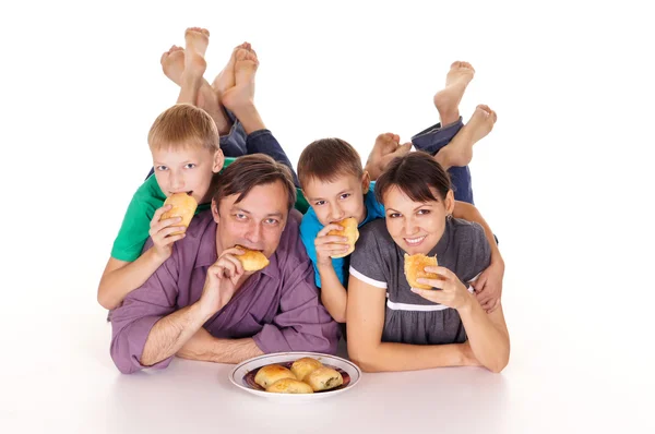 Family with buns — Stock Photo, Image