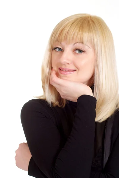 Porträt einer schönen glückseligen blonden kaukasischen Frau — Stockfoto