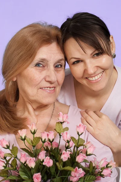 stock image Joy Caucasian elderly woman and her daughter