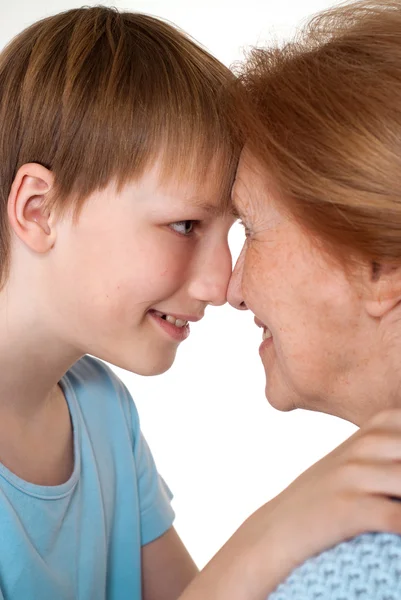 Happy grandmother and her grandson fooled — Stock Photo, Image