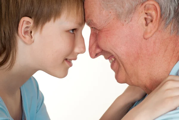 Happy grandfather with his grandson fooled — Stock Photo, Image