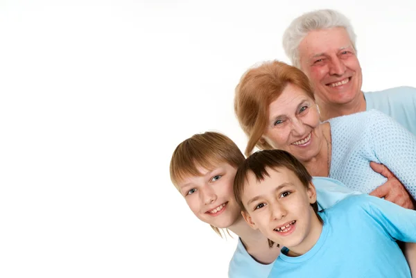 Caucasiano avós com netos enganado — Fotografia de Stock