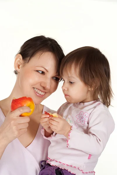 A beautiful Caucasian mom with a beautiful daughter — Stock Photo, Image