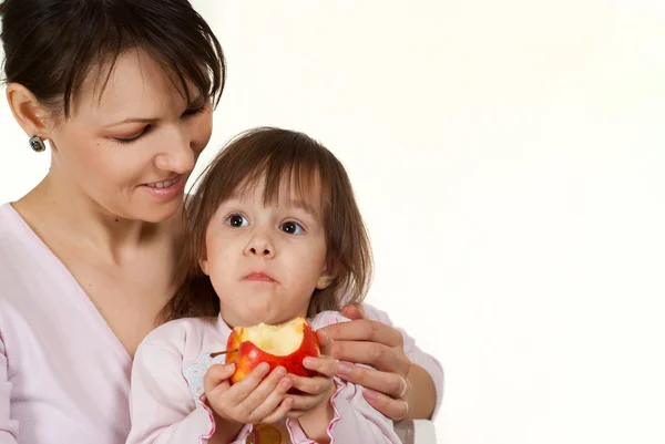 A beautiful Caucasian mother with a daughter — Stock Photo, Image