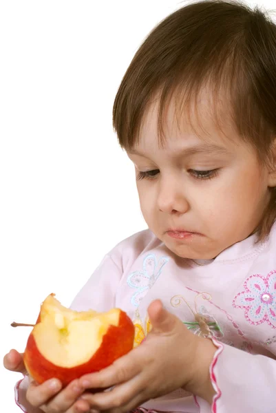 Bella figlia con una mela — Foto Stock
