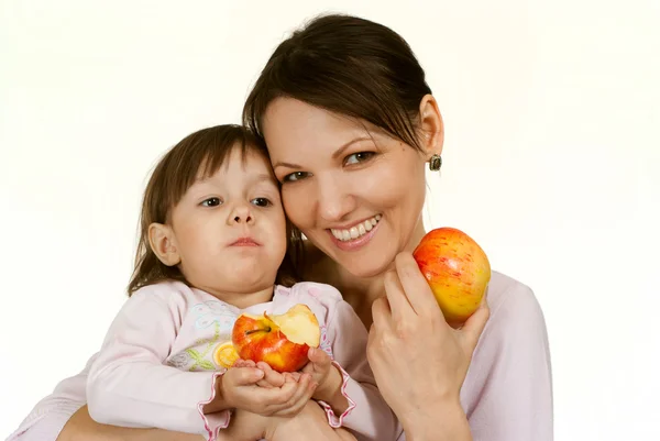 A pretty Caucasian mother with a beautiful daughter — Stock Photo, Image
