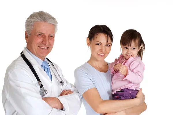Beautiful pretty aged doctor with a patient — Stock Photo, Image