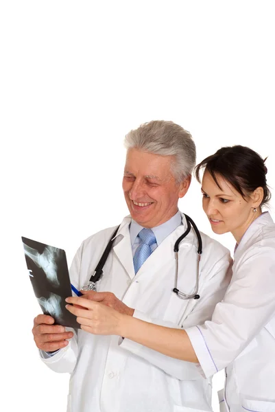 Dois belo médico caucasiano em pé — Fotografia de Stock
