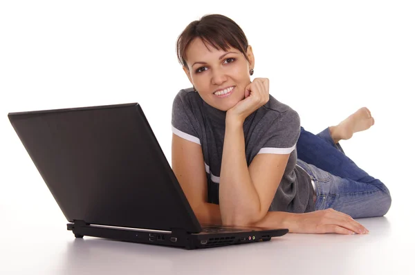 Girl with laptop Stock Photo