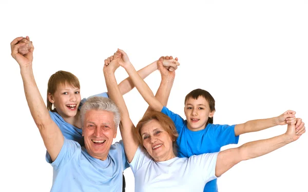 Radość kaukaski dziadków z wnukami nabrać — Zdjęcie stockowe