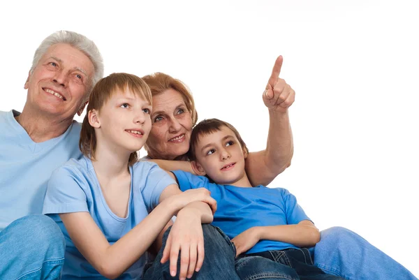 Gute kaukasische Großeltern mit Enkeln getäuscht — Stockfoto