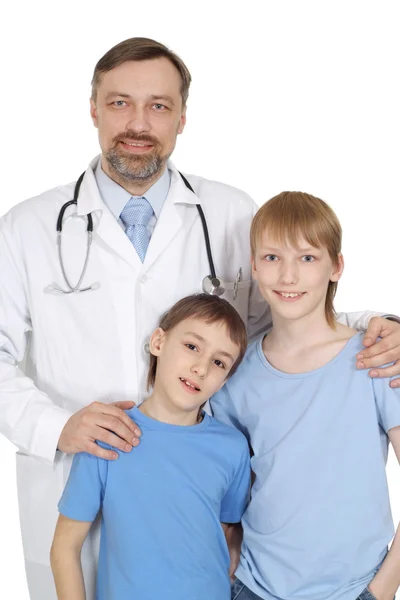 A beautiful adult Caucasian doctor with a patient — Stock Photo, Image