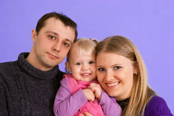 Feliz familia agradable de tres —  Fotos de Stock
