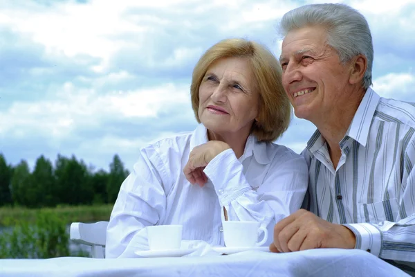 Beautiful Caucasian elderly couple — Stock Photo, Image