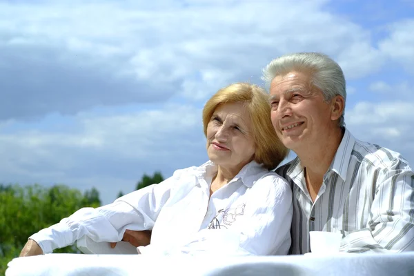 Good Caucasian elderly couple — Stock Photo, Image