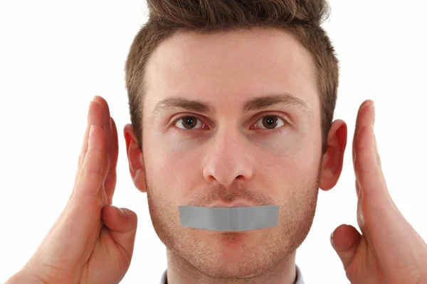 Young man censored — Stock Photo, Image
