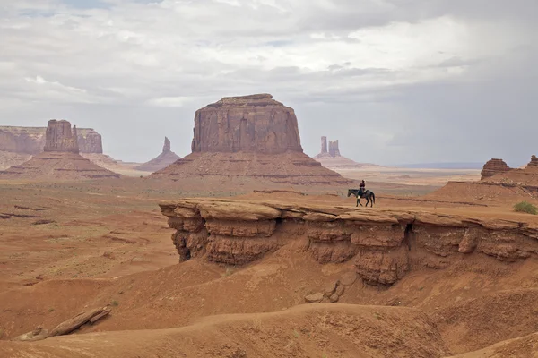 stock image Navajo Woman on Horse in Monument Valley