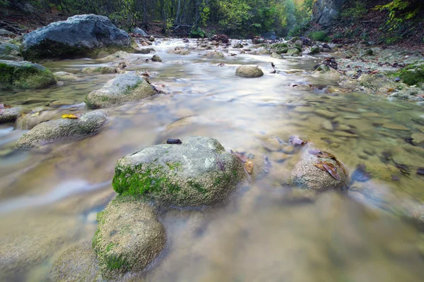 Paisaje con río de montaña en otoño — Foto de Stock