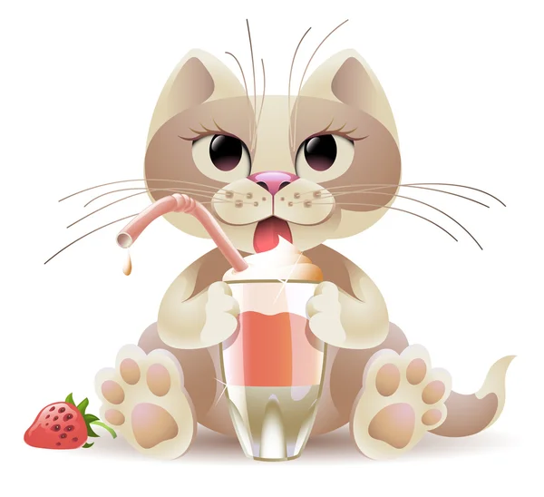 鸡尾酒的猫 — 图库矢量图片