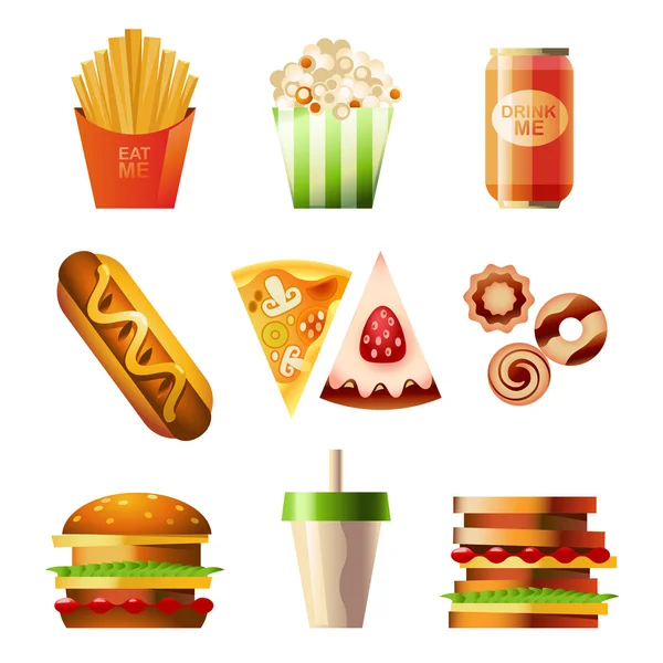 Conjunto de fast food —  Vetores de Stock