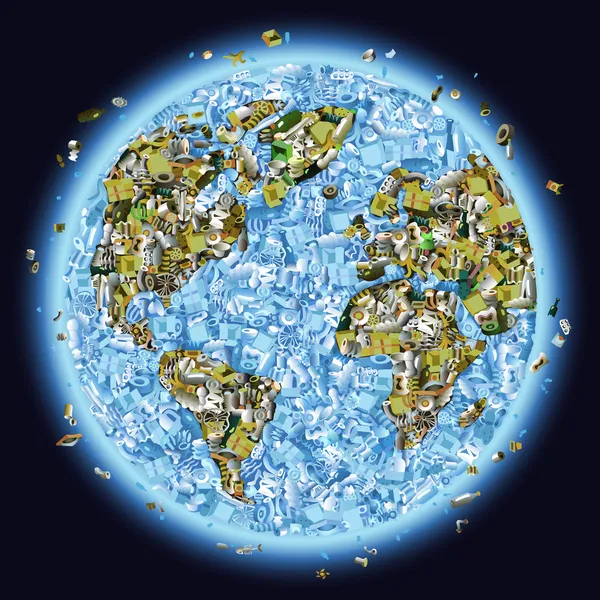 Planeta Lixo Ilustração De Bancos De Imagens