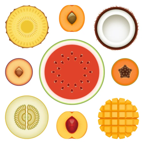 Mezzo set di frutta — Vettoriale Stock