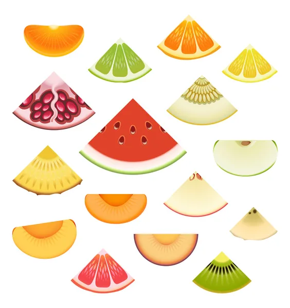 Set di cunei di frutta — Vettoriale Stock