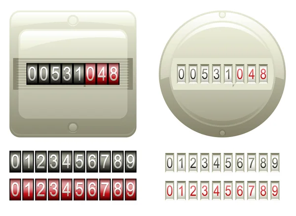 Mekaniska räknare och siffror Royaltyfria illustrationer