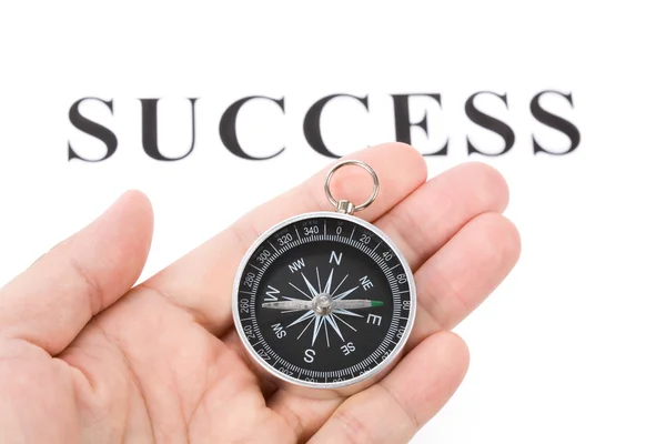 Kop succes en kompas — Stockfoto