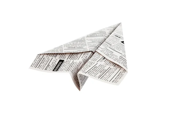 Zeitungsflugzeug — Stockfoto