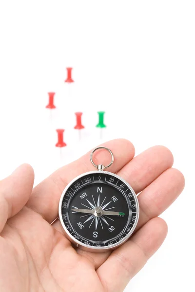 Compass and pushpin — Stock Photo, Image