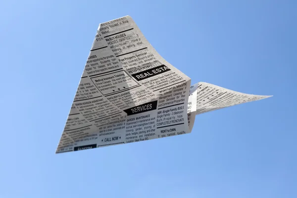 Newspaper Airplane — Stock Photo, Image