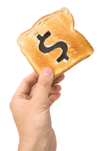 Fetta di pane con simbolo dollaro — Foto Stock