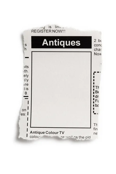 Antiques Sale ad — Stock Photo, Image