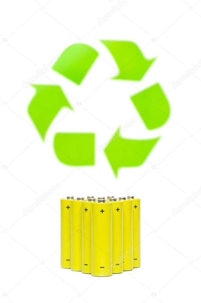 Batteries with recycling symbol