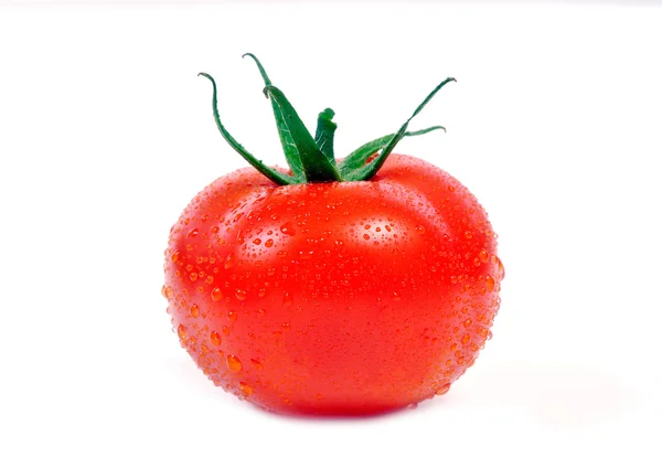Tomate fraîche avec gouttes d'eau — Photo